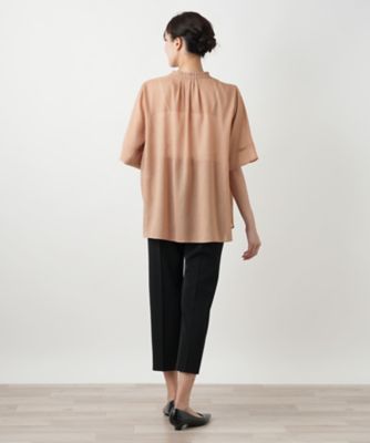ハイネックプリーツブラウス【Ｌｅｉｌｉａｎ　ＷＨＩＴＥ　ＬＡＢＥＬ】