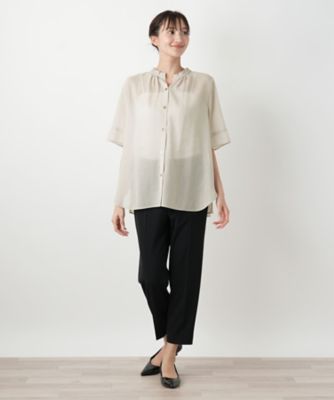 ハイネックプリーツブラウス【Ｌｅｉｌｉａｎ　ＷＨＩＴＥ　ＬＡＢＥＬ】