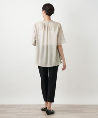 ハイネックプリーツブラウス【Ｌｅｉｌｉａｎ　ＷＨＩＴＥ　ＬＡＢＥＬ】