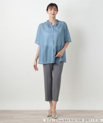 ハイネックプリーツブラウス【Ｌｅｉｌｉａｎ　ＷＨＩＴＥ　ＬＡＢＥＬ】