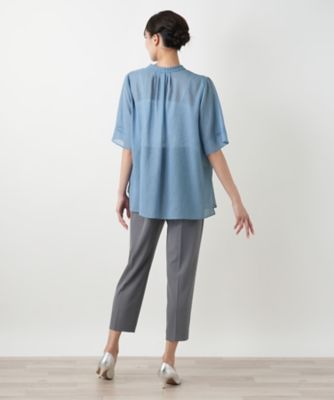 ハイネックプリーツブラウス【Ｌｅｉｌｉａｎ　ＷＨＩＴＥ　ＬＡＢＥＬ】