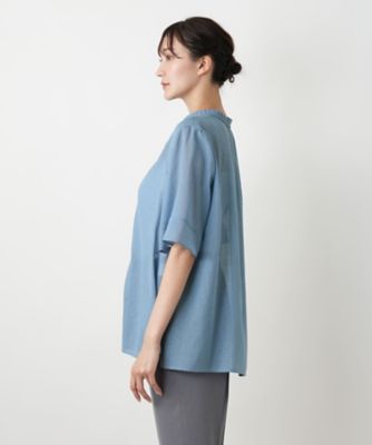 ハイネックプリーツブラウス【Ｌｅｉｌｉａｎ　ＷＨＩＴＥ　ＬＡＢＥＬ】