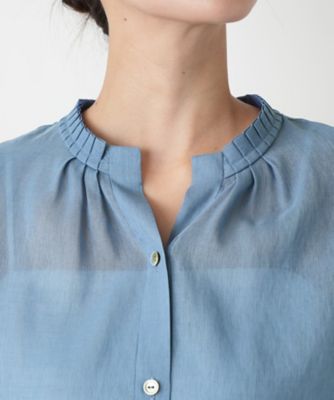 ハイネックプリーツブラウス【Ｌｅｉｌｉａｎ　ＷＨＩＴＥ　ＬＡＢＥＬ】