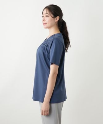 デザインVネックカットソー【Leilian WHITE