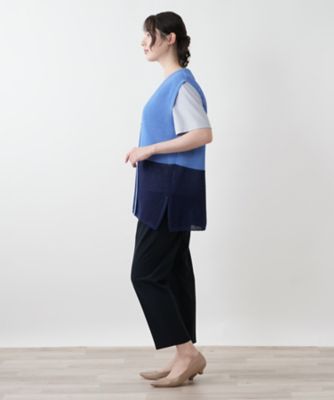 カラーブロックニットベスト【Leilian WHITE