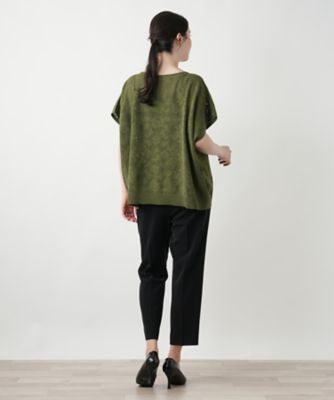 花柄フレンチスリーブニット【Ｌｅｉｌｉａｎ　ＷＨＩＴＥ　ＬＡＢＥＬ】