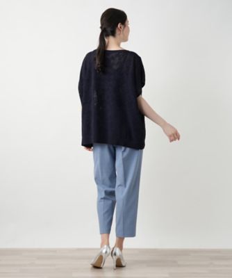 花柄フレンチスリーブニット【Ｌｅｉｌｉａｎ　ＷＨＩＴＥ　ＬＡＢＥＬ】