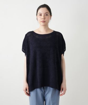 花柄フレンチスリーブニット【Ｌｅｉｌｉａｎ　ＷＨＩＴＥ　ＬＡＢＥＬ】