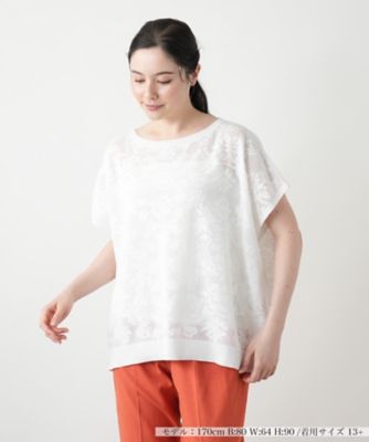 花柄フレンチスリーブニット【Ｌｅｉｌｉａｎ　ＷＨＩＴＥ　ＬＡＢＥＬ】