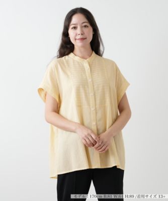 Leilian plus house (Women/大きいサイズ)/レリアン　プラスハウス バンドカラーブラウス【Ｌｅｉｌｉａｎ　ＷＨＩＴＥ　ＬＡＢＥＬ】