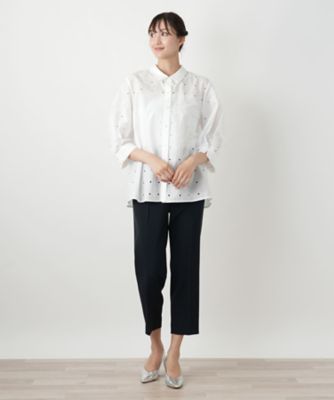 【店舗人気】カットワークブラウス【Ｌｅｉｌｉａｎ　ＷＨＩＴＥ　ＬＡＢＥＬ】