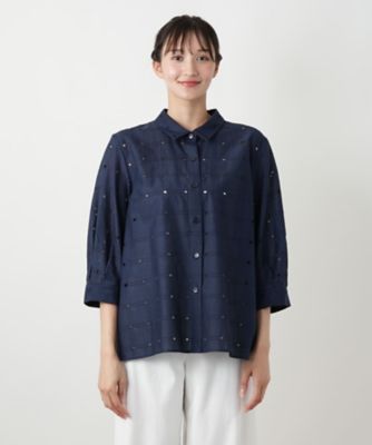 【店舗人気】カットワークブラウス【Ｌｅｉｌｉａｎ　ＷＨＩＴＥ　ＬＡＢＥＬ】