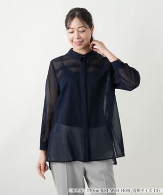 ＜Leilian plus house (Women/大きいサイズ)＞比翼シアーブラウス【Ｌｅｉｌｉａｎ　ＷＨＩＴＥ　ＬＡＢＥＬ】