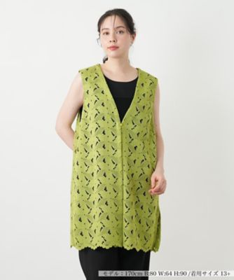 ＜Leilian plus house (Women/大きいサイズ)＞レースベスト【Ｌｅｉｌｉａｎ　ＷＨＩＴＥ　ＬＡＢＥＬ】