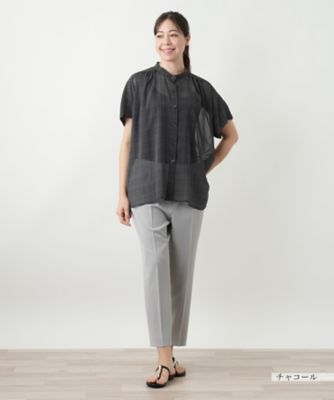 シアーチェックブラウス【Leilian WHITE LABEL