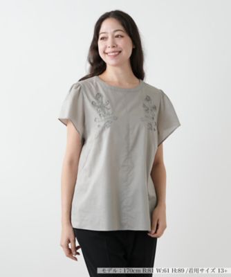 ＜Leilian plus house (Women/大きいサイズ)＞フラワー刺繍ブラウス【Ｌｅｉｌｉａｎ　ＷＨＩＴＥ　ＬＡＢＥＬ】
