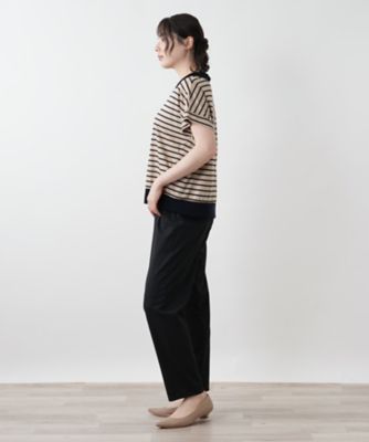 ボーダー切替Ｖネックカットソー【Ｌｅｉｌｉａｎ　ＷＨＩＴＥ　ＬＡＢＥＬ】