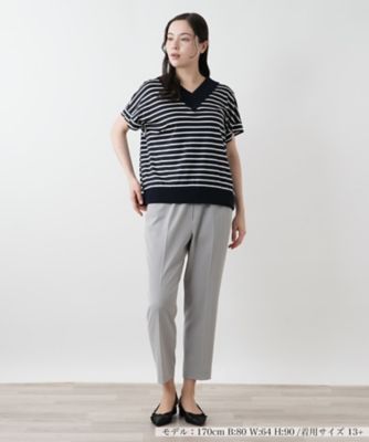 ボーダー切替Ｖネックカットソー【Ｌｅｉｌｉａｎ　ＷＨＩＴＥ　ＬＡＢＥＬ】