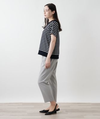 ボーダー切替Ｖネックカットソー【Ｌｅｉｌｉａｎ　ＷＨＩＴＥ　ＬＡＢＥＬ】