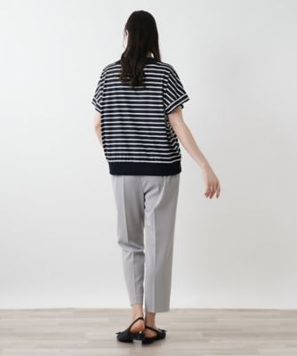 ボーダー切替Ｖネックカットソー【Ｌｅｉｌｉａｎ　ＷＨＩＴＥ　ＬＡＢＥＬ】
