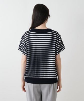 ボーダー切替Ｖネックカットソー【Ｌｅｉｌｉａｎ　ＷＨＩＴＥ　ＬＡＢＥＬ】