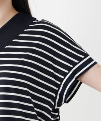 ボーダー切替Ｖネックカットソー【Ｌｅｉｌｉａｎ　ＷＨＩＴＥ　ＬＡＢＥＬ】