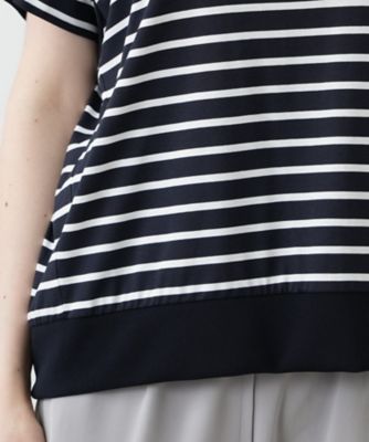 ボーダー切替Ｖネックカットソー【Ｌｅｉｌｉａｎ　ＷＨＩＴＥ　ＬＡＢＥＬ】