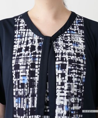 【店舗人気】幾何学切替フレアワンピース【Ｌｅｉｌｉａｎ　ＷＨＩＴＥ　ＬＡＢＥＬ】