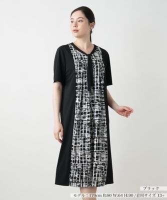 【店舗人気】幾何学切替フレアワンピース【Ｌｅｉｌｉａｎ　ＷＨＩＴＥ　ＬＡＢＥＬ】