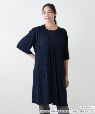 ＜Leilian plus house (Women/大きいサイズ)＞プリーツロングジャケット【Ｌｅｉｌｉａｎ　ＷＨＩＴＥ　ＬＡＢＥＬ】
