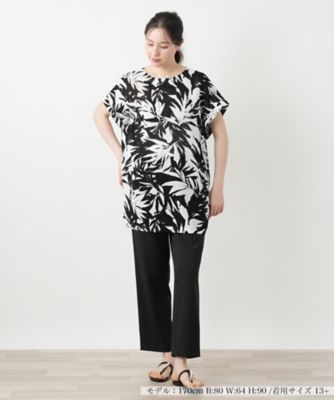 リーフ柄チュニックブラウス【Ｌｅｉｌｉａｎ　ＷＨＩＴＥ　ＬＡＢＥＬ】