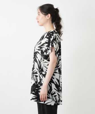 リーフ柄チュニックブラウス【Ｌｅｉｌｉａｎ　ＷＨＩＴＥ　ＬＡＢＥＬ】