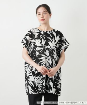リーフ柄チュニックブラウス【Ｌｅｉｌｉａｎ　ＷＨＩＴＥ　ＬＡＢＥＬ】