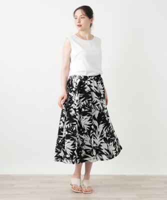 リーフ柄フレアスカート【Ｌｅｉｌｉａｎ　ＷＨＩＴＥ　ＬＡＢＥＬ】