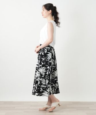 リーフ柄フレアスカート【Ｌｅｉｌｉａｎ　ＷＨＩＴＥ　ＬＡＢＥＬ】