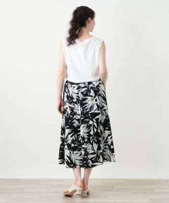 リーフ柄フレアスカート【Ｌｅｉｌｉａｎ　ＷＨＩＴＥ　ＬＡＢＥＬ】