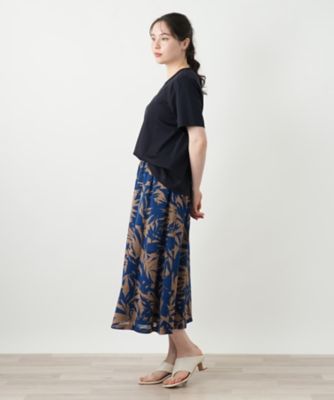 リーフ柄フレアスカート【Ｌｅｉｌｉａｎ　ＷＨＩＴＥ　ＬＡＢＥＬ】