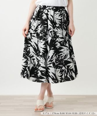 リーフ柄フレアスカート【Ｌｅｉｌｉａｎ　ＷＨＩＴＥ　ＬＡＢＥＬ】