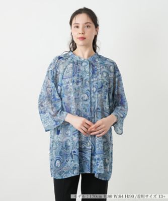 Leilian plus house (Women/大きいサイズ)/レリアン　プラスハウス ペイズリー柄バンドカラーブラウス【Ｌｅｉｌｉａｎ　ＷＨＩＴＥ　ＬＡＢＥＬ】
