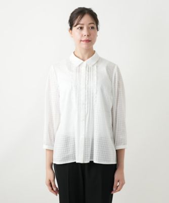 シアーチェックブラウス【Leilian WHITE LABEL】|レリアン