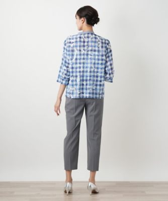 シアーチェックブラウス【Leilian WHITE LABEL】|レリアン
