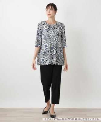 極美品✨Leilian 13＋ 洗える フラワープリントチュニック ボウタイ 極美品✨Leilian 13＋ 洗える フラワープリントチュニック ボウタイ