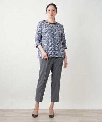 Leilian PLUS HOUSE / レリアンプラスハウス 【店舗人気】幾何学柄カットソー【Leilian WHITE LABEL】 店舗人気】幾何学柄カットソー【Leilian WHITE