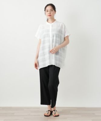 シアーチェックブラウス【Ｌｅｉｌｉａｎ　ＷＨＩＴＥ　ＬＡＢＥＬ】