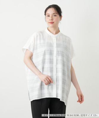 シアーチェックブラウス【Ｌｅｉｌｉａｎ　ＷＨＩＴＥ　ＬＡＢＥＬ】