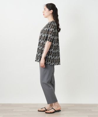 幾何学柄タックカットソー【Ｌｅｉｌｉａｎ　ＷＨＩＴＥ　ＬＡＢＥＬ】