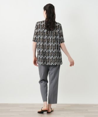 幾何学柄タックカットソー【Ｌｅｉｌｉａｎ　ＷＨＩＴＥ　ＬＡＢＥＬ】