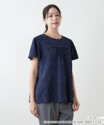 Leilian plus house (Women/大きいサイズ)/レリアン　プラスハウス ドットギャザーブラウス【Ｌｅｉｌｉａｎ　ＷＨＩＴＥ　ＬＡＢＥＬ】