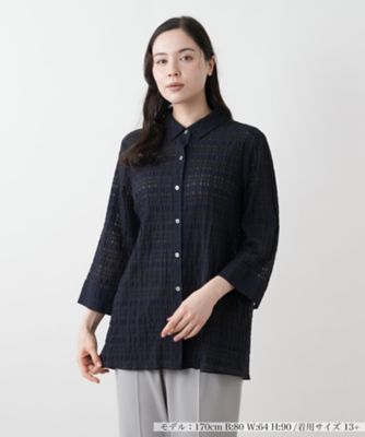 ＜Leilian plus house (Women/大きいサイズ)＞七分袖ブラウス【Ｌｅｉｌｉａｎ　ＷＨＩＴＥ　ＬＡＢＥＬ】