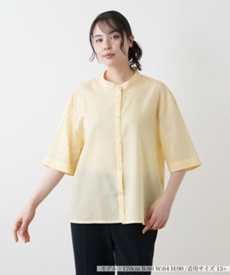 専用レリアン　ブラウス　大きいsize13プラス バンドカラーブラウス【Leilian WHITE LABEL